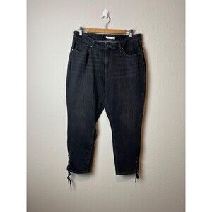 Levis 711 Skinny Jeans Womens 18W Charcoal Gray High Rise Lace Up Ankle Stretch